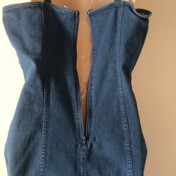 Women’s Y2k VTG spaghetti strap stretchy chambray denim dress - Picture 11 of 15